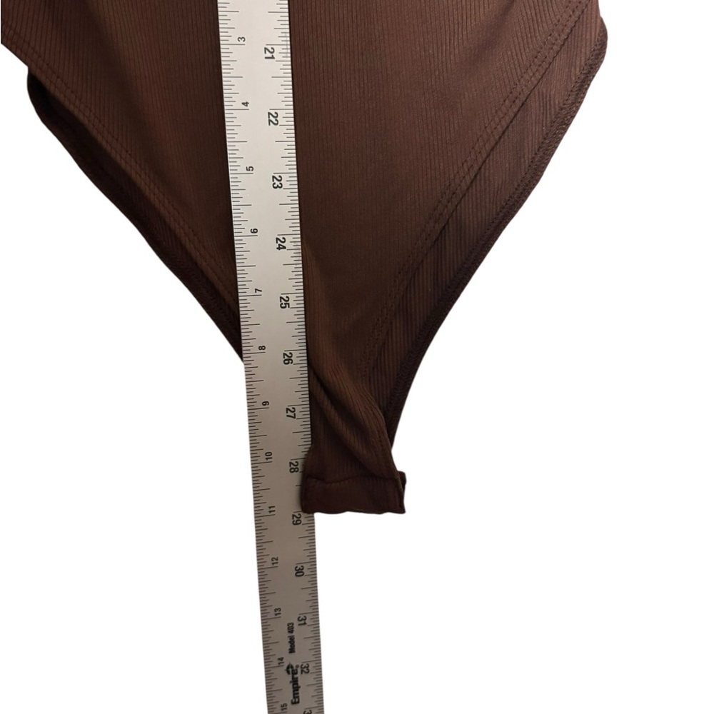 Cider Brown Long Sleeve Ribbed Bodysuit Women’s Size M - Picture 5 of 6
